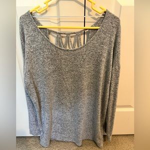 Gray shirt open back
